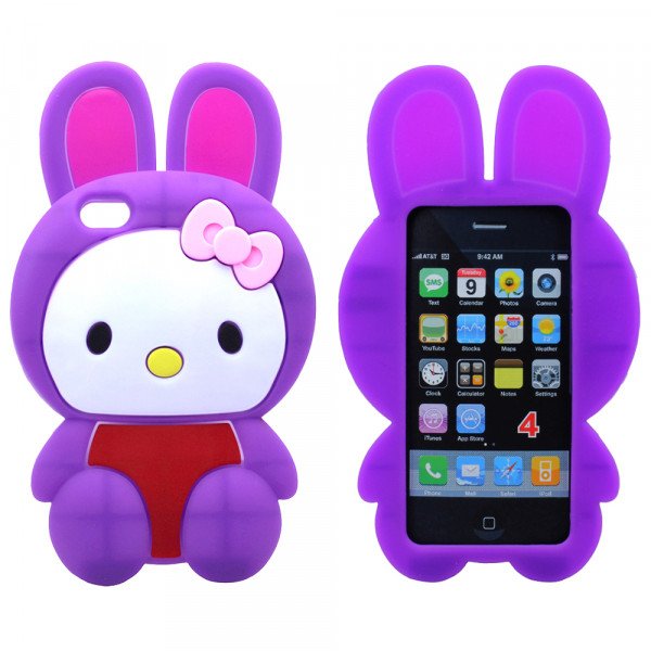 Wholesale iPhone 4S/4 3D Hello Bunny Case (Purple)